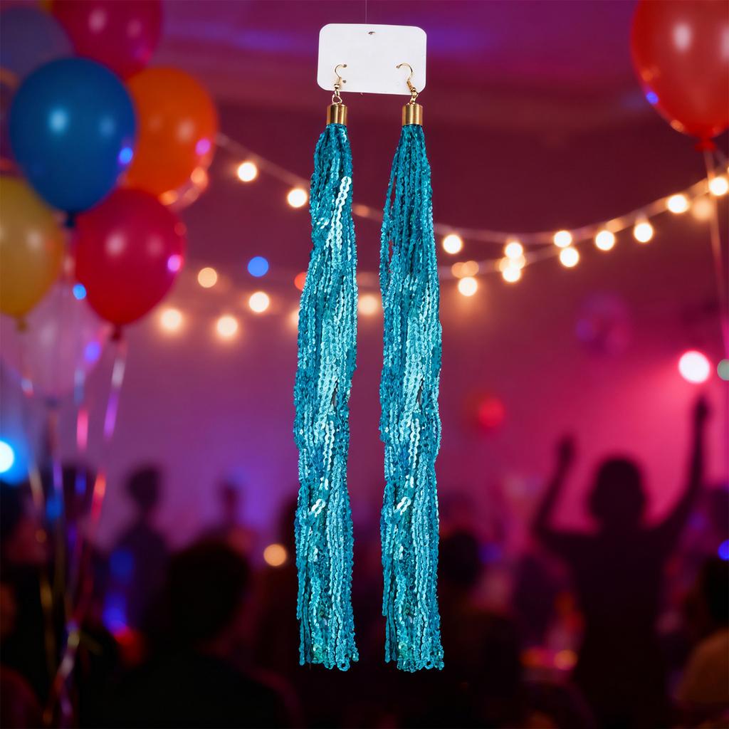 Ladies' Revelry, Throttling, Su Sequin Earrings, Extended Sequin Tassel Party Earrings, Holiday Party Dress Up