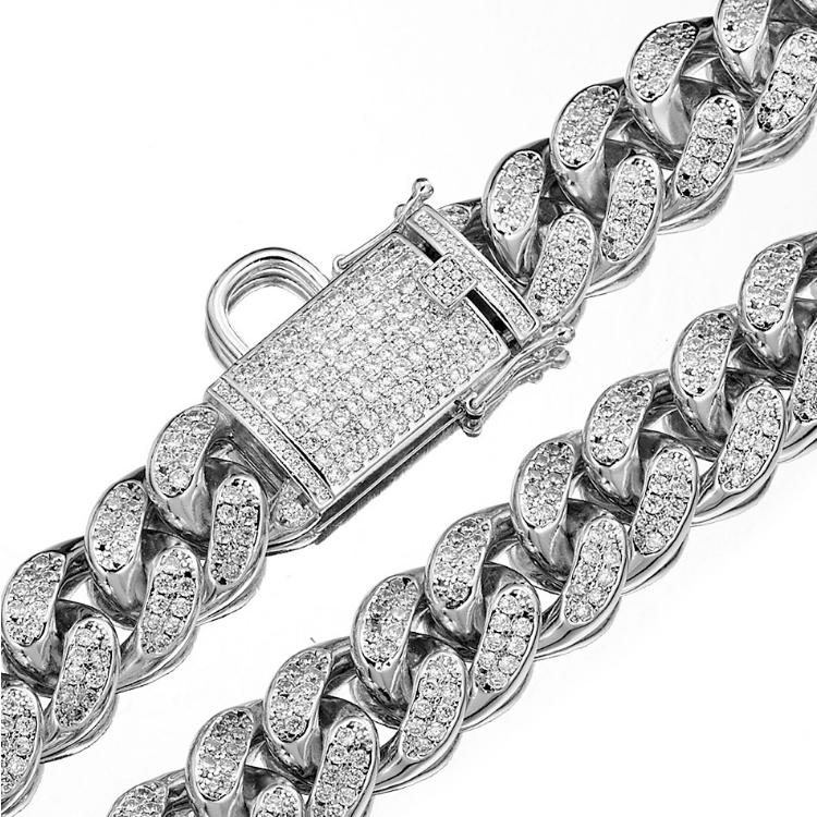 Luxury 18mm Stainless Steel Gold Chain Dog Collar with Solid Pattern