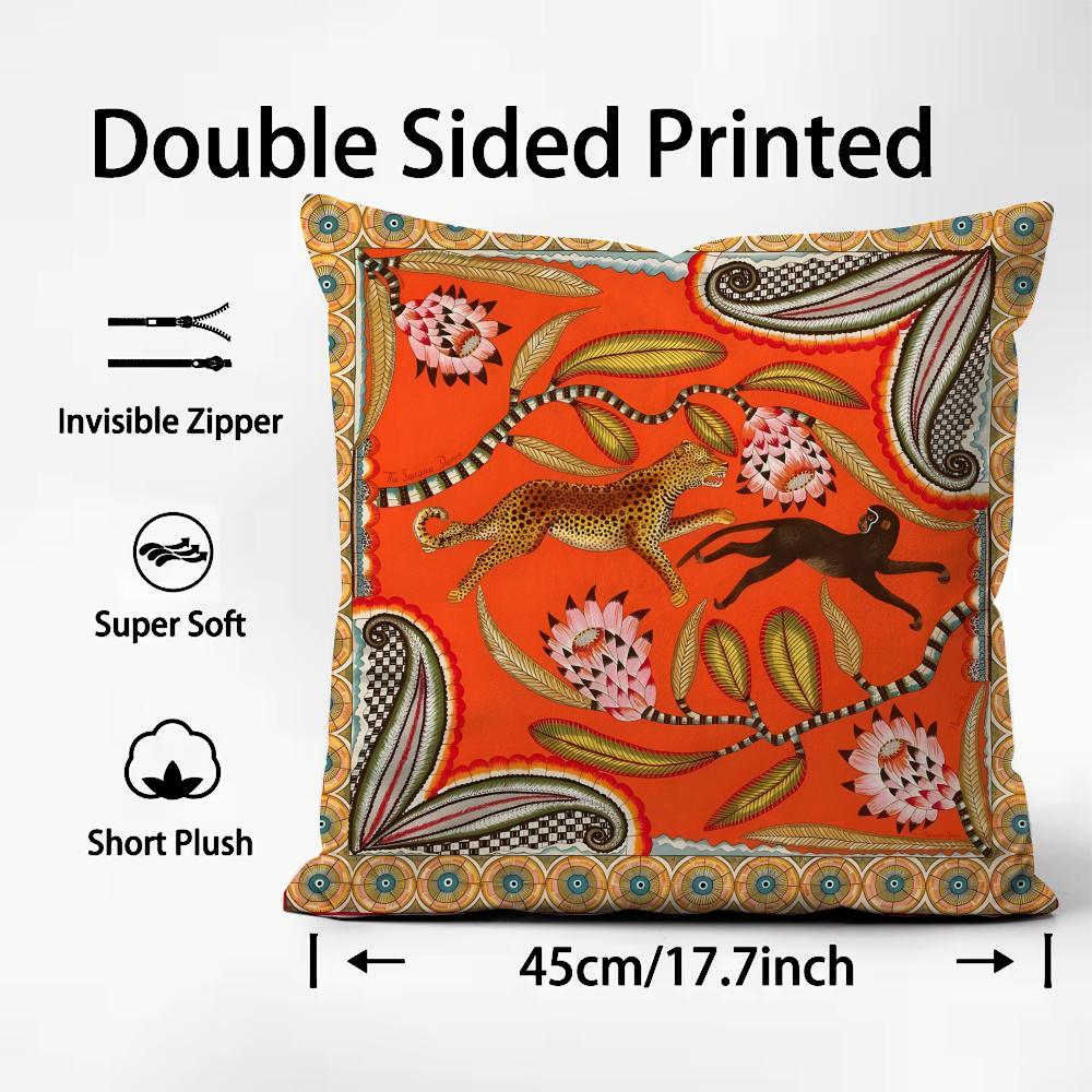Animals Classical Cushion Cover Plush Fabric Soft DoubleSided Printed Sofa Warm Winter Home Child Gift Pillow Case