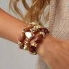 KunJoe 3Pcs/Set Trendy Irregular CCB Beaded Chain Link Resin Bracelets for Women Boho Multilayer Elastic Bangles Jewelry On Hand