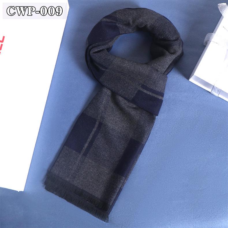 2025 Winter Men's Black Grey Plaid Imitation Cashmere Scarf