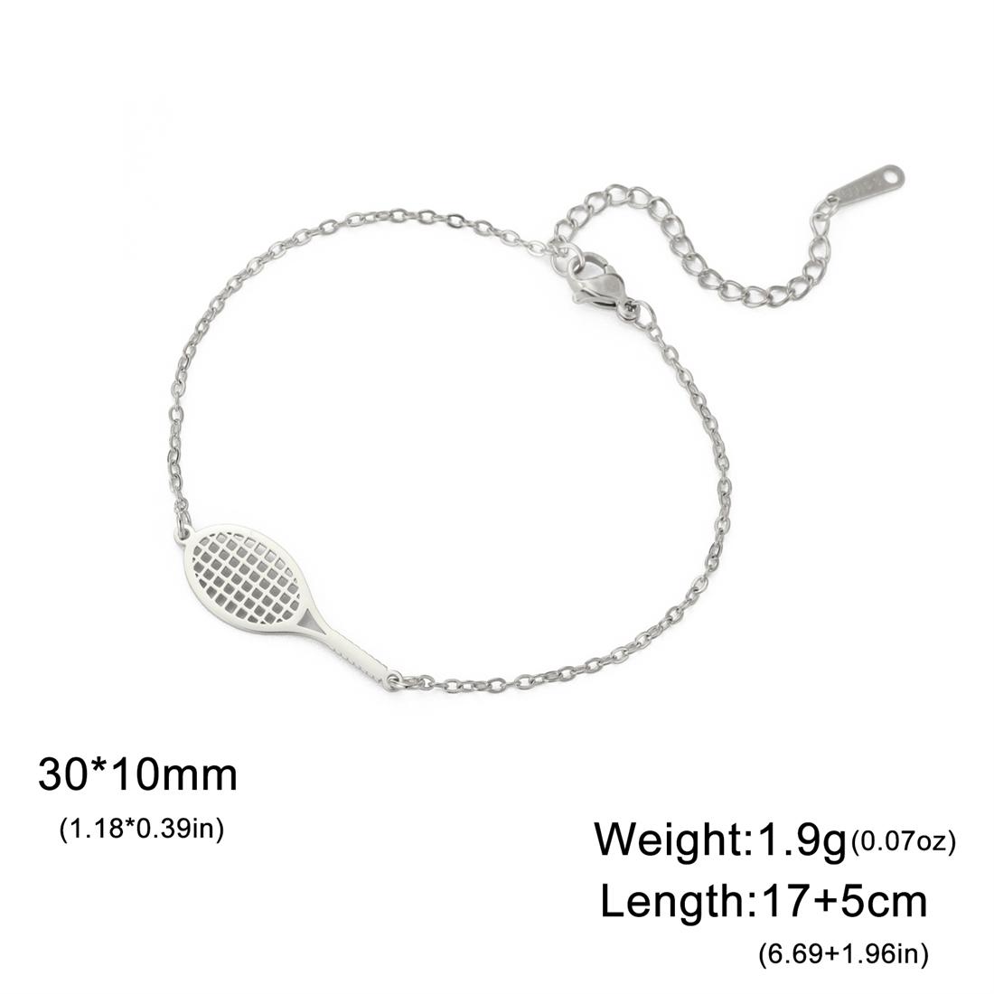 

Badminton Racket Bracelet for Women Fashion Geometric Tennis Sport Bracelets Stainless Steel Jewelry Gift Wholesale