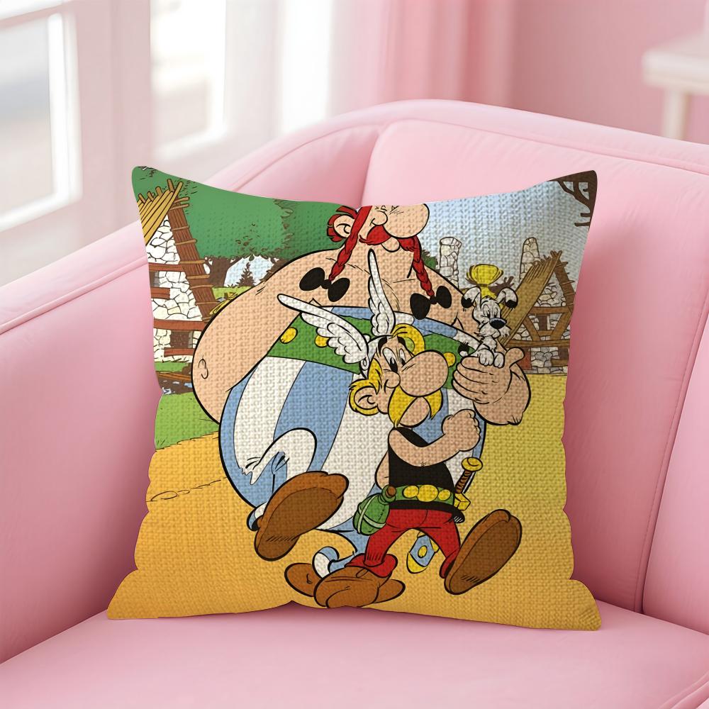 

AAsterix And 0Obelix Cushion Cover Natural Linen Pillow Case DoubleSided Print Decorative Sofa Pillowcase Home Decor Gift 30x30cm