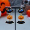 Crystal Halloween Earrings Rhinestone Witch Hat Dangle Earrings Long Tassel Drop Earrings  Party