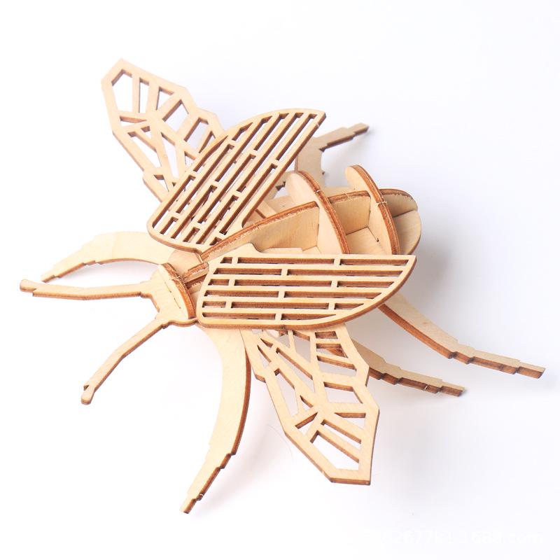 Children's DIY Wooden Puzzle Three-Dimensional 3D Hand Assembled Insect Model Brain Game Toys for Kids Gift
