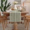 Handmade Tassel Cotton Linen Table Runner Dining Coffee Decor In American Rustic Style