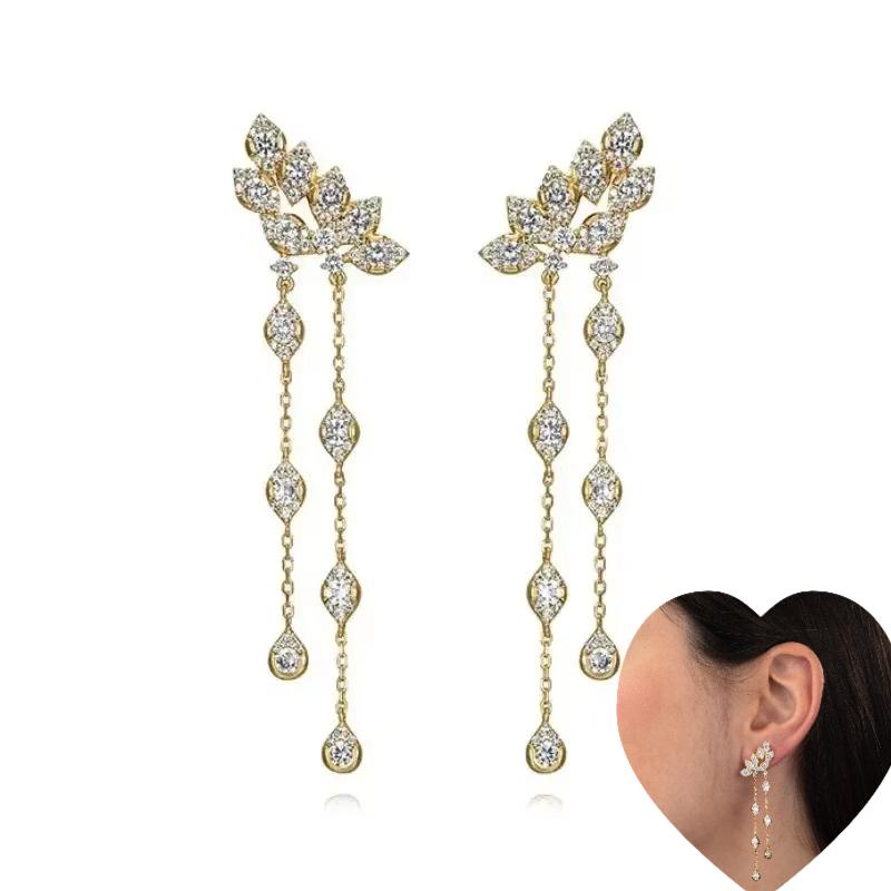925 Silver Ear Needle White Zircon Butterfly/Water Drop Hoop Earrings Drop Earrings For Women Fashion Wedding Jewelry