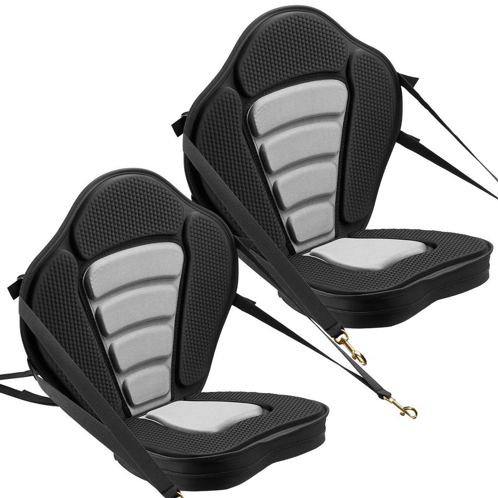 Kayak Seat, 2 Pack 53 mm Thick, Universal Paddle Board Seat with Back Support, Sit-on-Top Soft Padded Cushion with Storage Bag & Adjustable Straps for