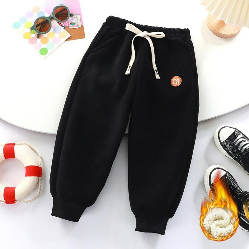 

Children s Autumn and Winter Plus Velvet Thickened Outer Wear Trousers, Small and Medium-sized Children s Baby Winter Alpaca Fleece Trousers 90 чорний