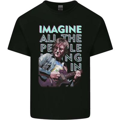 Imagine Welt Frieden Musik Gitarre Hippie Herren Baumwolle Maglietta T-Shirt - Men's Summer Cotton Graphic Tee
