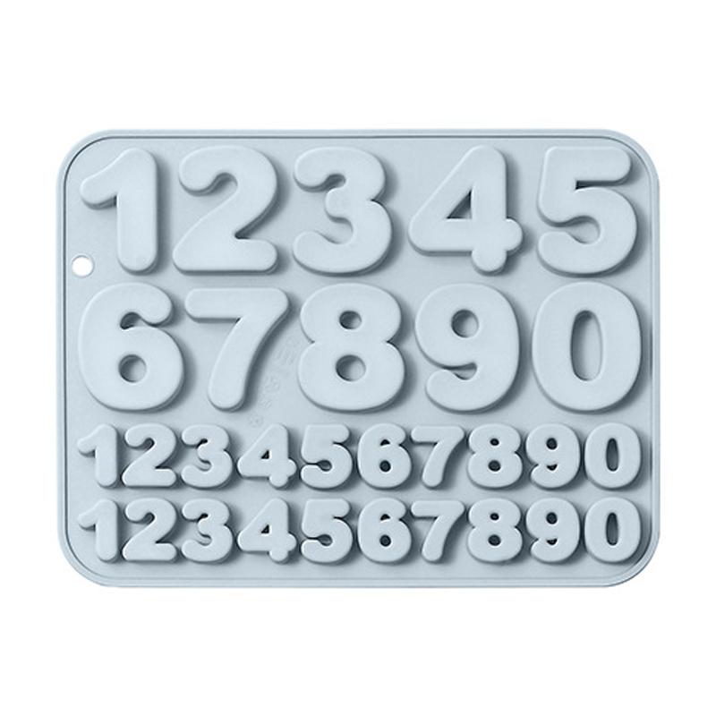 Silicone Number Mold,0-9 Number Chocolate Mold,Reusable Numbers Mold,Happy Birthday Cake Decorations Cupcake Baking Mold синий