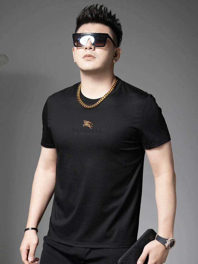 

Ozhouzhan Trendy Letters Print Short sleeve T-shirt Men s Casual Top Summer round Neck T-shirt Half Sleeve Bottoming Shirt XL