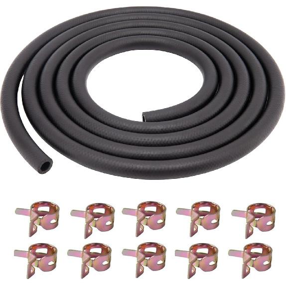 1/4"ID(6Mm) Fuel Line Hose 10FT NBR Rubber Push Lock Hose 300PSI High Pressure Fuel Line For Automotive Fuel Systems Engines(Black, 1/4"ID*0.47"OD,