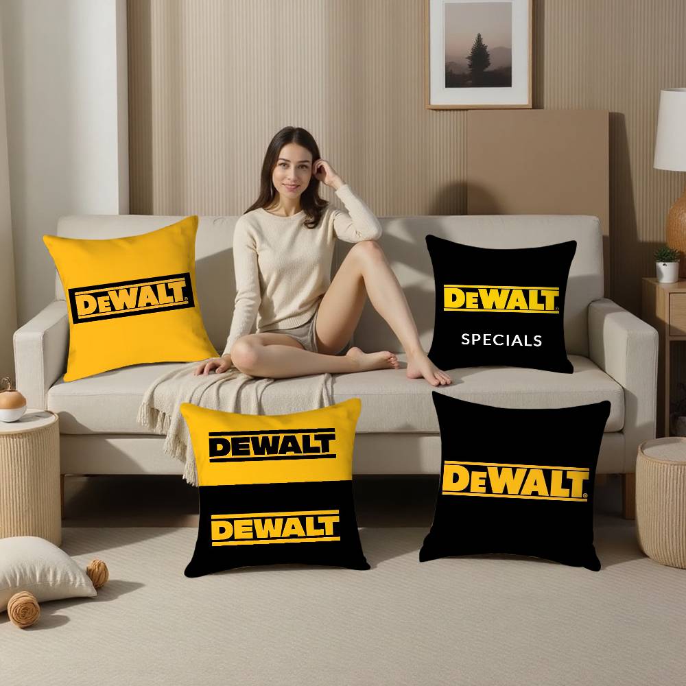 Tool Box D-DeWalt Pillow Case Plush Fabric Soft Double Sided Print Sofa Cushion Cover Throw Pillow Covers