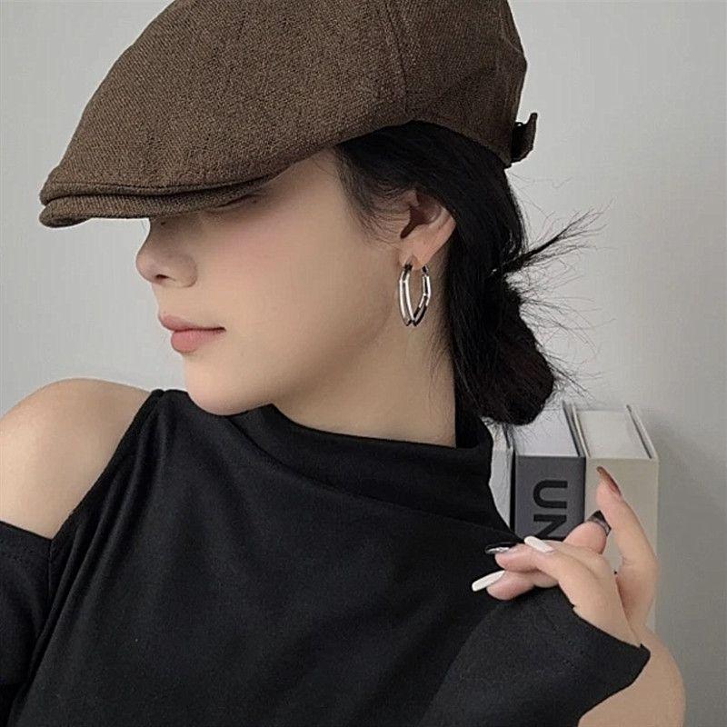 

925 Silver Pin Earrings Double Layer Square Earrings Fashion Stylish Minimalist Easiest for Match Daily Work Clothing Frosty Style Earrings Double Layer Square Earrings