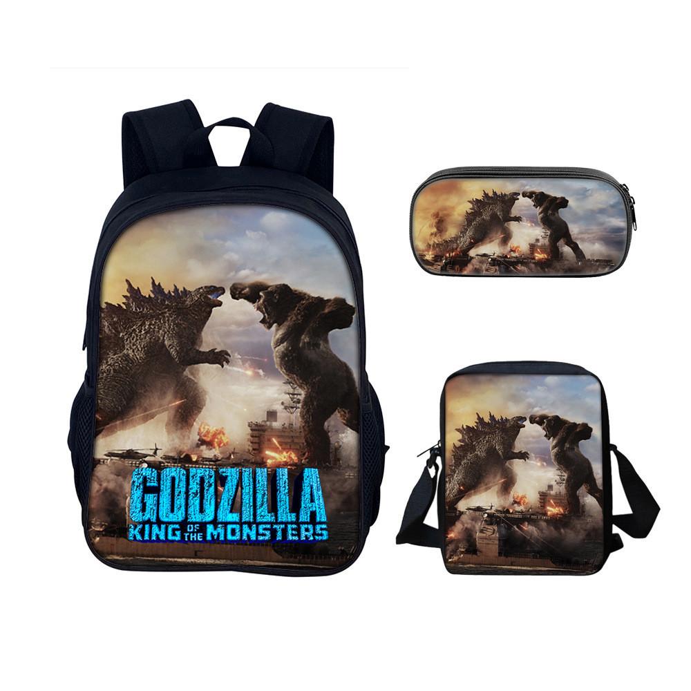 Godzilla Backpack Set With Nylon Material For School And Travel Use