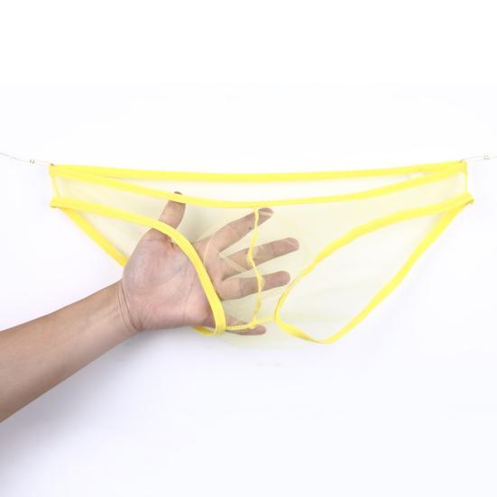 Men Sexy See-Through Mesh Solid Color T-Back Thong Briefs Low Rise Underwear