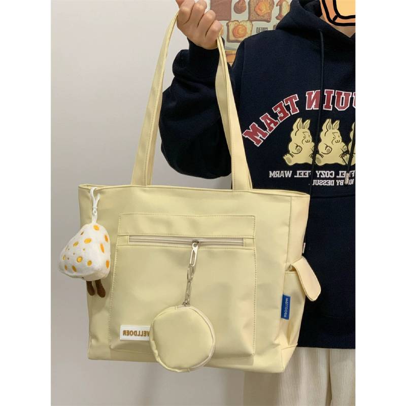 Borsa a Tote in Nylon da Donna con Grande Capacità e Chiusura a Zip per Uso Quotidiano