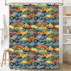 Colorful Floral Printed Shower Curtain Waterproof Fabric 3D Bathroom Decor Modern Home Accessories Blue Orange Red Yellow Green