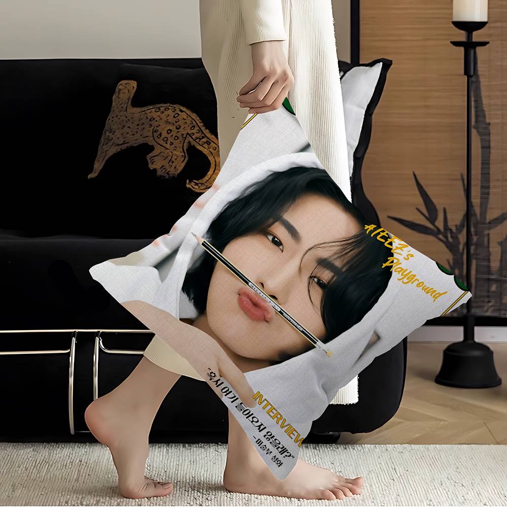 Popolare Boy Band A-ATEEZ Seonghwa KPOP Federe per Cuscini Cartoni Animati Divano Decorativo Casa Stampa Double-sided Peluche Corto