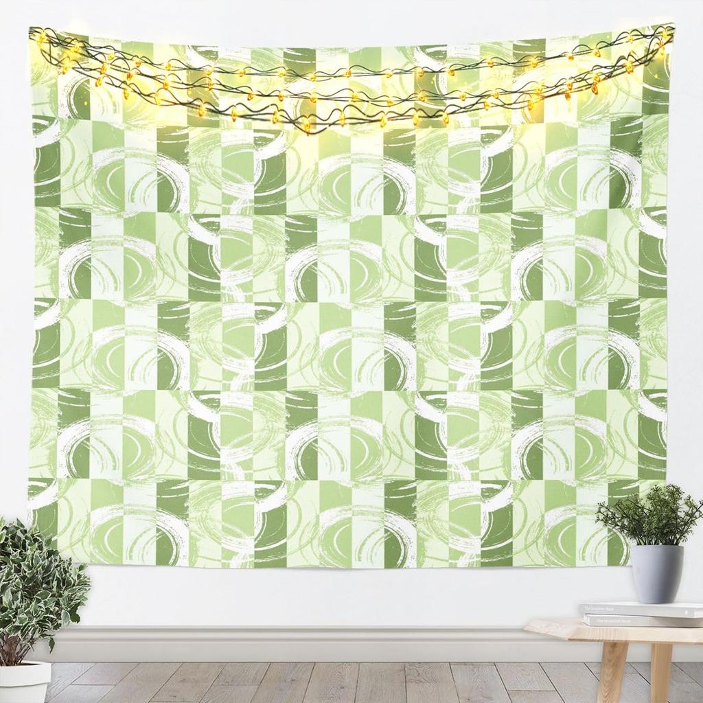 Modern Abstract Wave Tapestry, Layered Curved Pattern Wall Art in Earthy Tones for Bohemian Home & Minimalist Room Decor