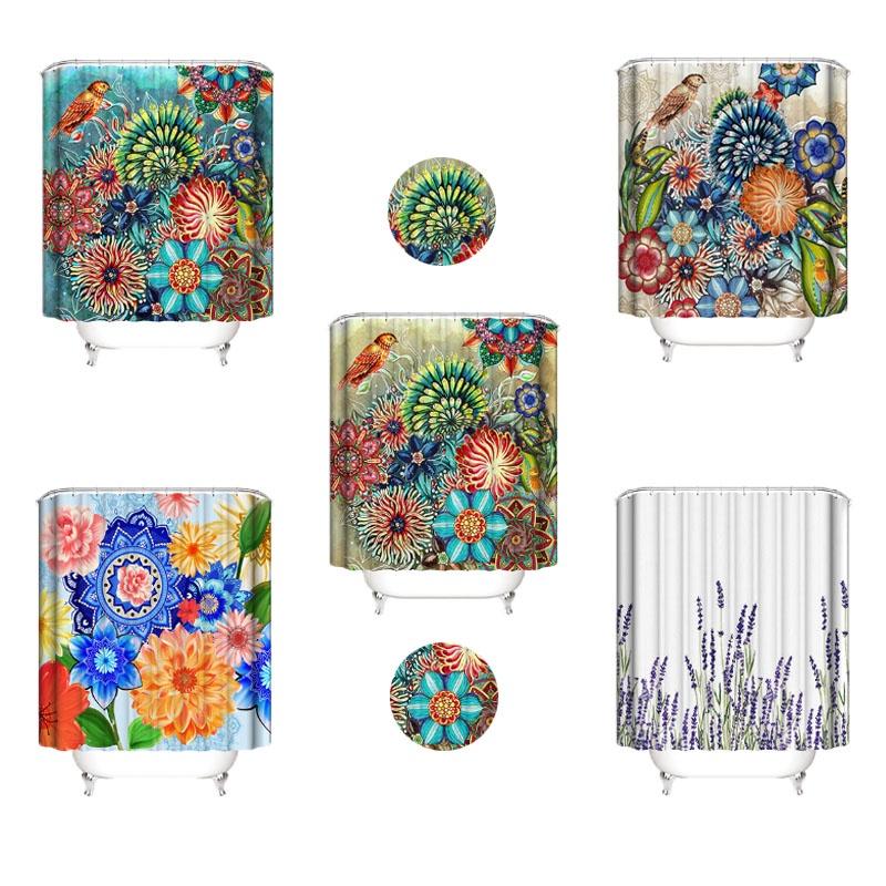 Series Bohemia Flower 3d Digital Printing Polyester Waterproof Shower Curtain