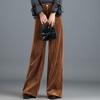 Spring Womens  High Waist Flared Pants  Loose Black Long Trousers
