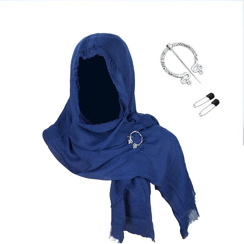 Medieval Renaissance Cloak with Viking Brooch – Hooded Scarf for Halloween Costumes, Streetwear, and Pop Culture Events