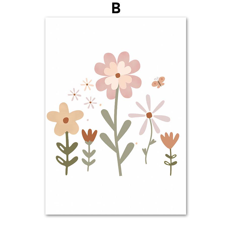 Boho Rabbit Flower Sun Rainbow Nursery Wall Art Canvas Painting Nordic Posters And Prints Pictures Baby Kids Room Bedroom Decor