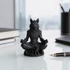 Yousheng 3D Printed Gothic Werewolf Meditation Statue, Zen Beast Warrior Sculpture with Round Base, Matte Black Fantasy Desk Decor, Unique Gift for