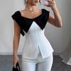 Camicetta Estiva da Donna Slim Fit con Spacco e Maniche Corte
