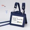 Genuine Leather Work ID Holder with Lanyard, Four Card Slots, Employee Badge Neck Strap.