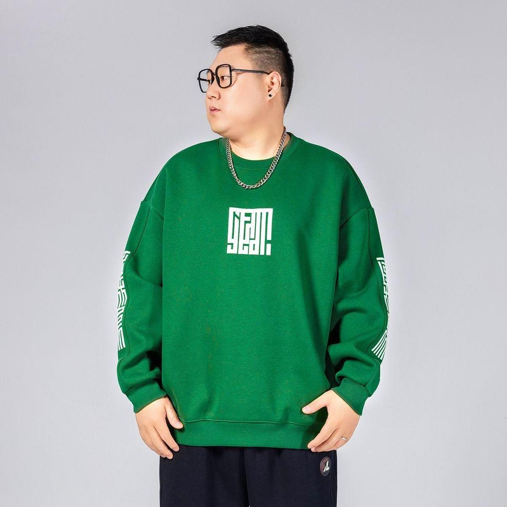 Plus Size Men's Wear Men's Extra-large Loose Crewneck Sweat Fat Man All-match Not Fleece-lined Explosions