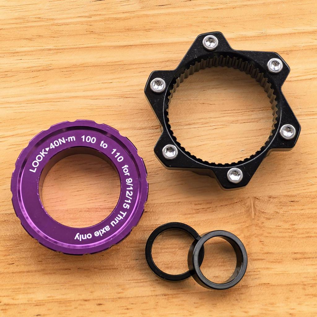 BOOST Center Lock Disc Brake Hub Conversion Kit: Front 100mm 15x110mm Rear 142mm 12x148mm with Washers/Spacers.