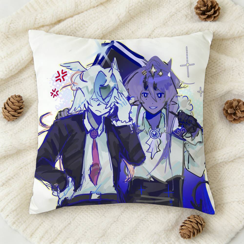 Anime Wemmbu Eggchan Tax Duo Doublesided Printed Square Decorative Cushion Cover for Sofa Living Room Home Decor