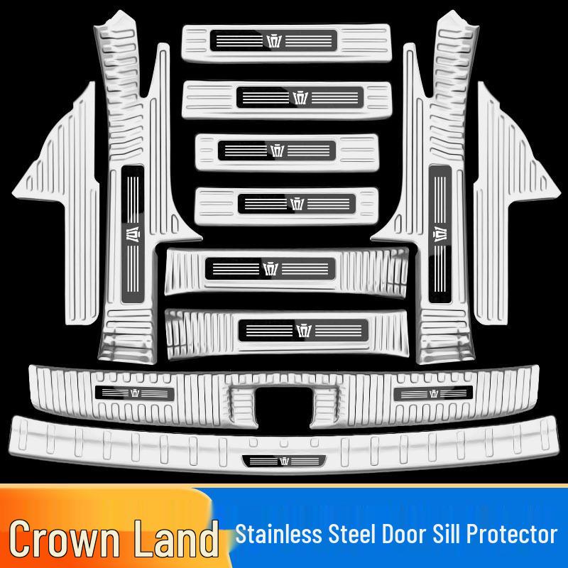 Toyota Crown Lu Fang Door Sill Strips & Trunk Protector Stainless Steel Modification Kit