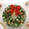 LED Christmas Wreath with Artificial Pinecones Red Berries Red Bowknot Lighted Christmas Wreath 15.75/19.69/23.62 Inch Assorted