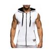 Men's Summer Casual Sleeveless Jacket Fashion Contrast Color Design Hooded Zipper Cardigan Slim Fit Letter Printed Coats