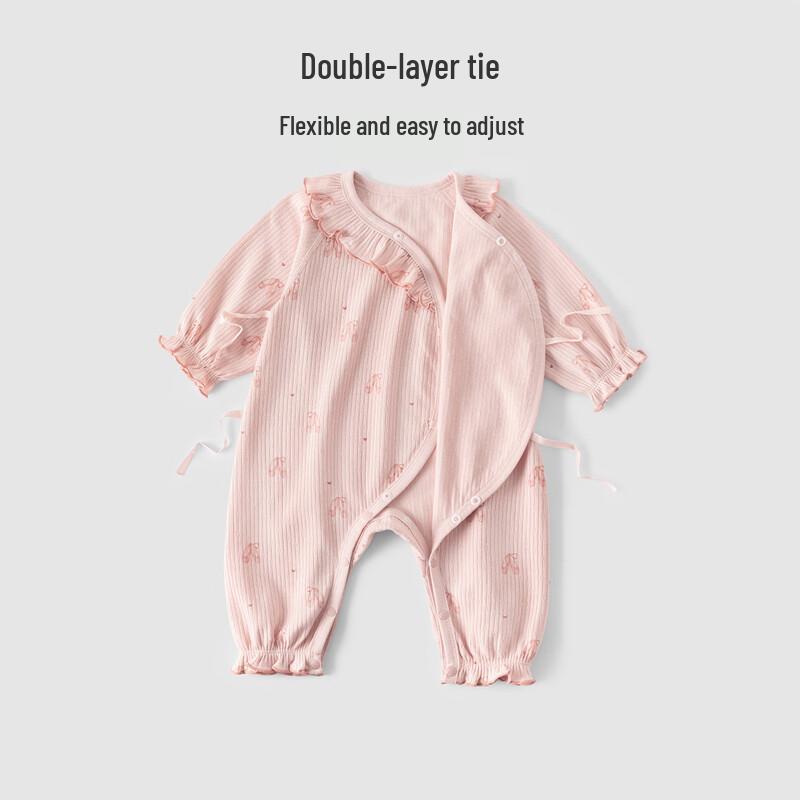 Guaiqi Bear Baby Girl Sweet Tie-Closure Romper Bodysuit