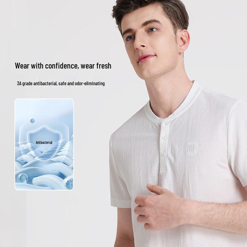Langdeng Men's Cooling & Anti-Bacterial Baseball Collar T-Shirt