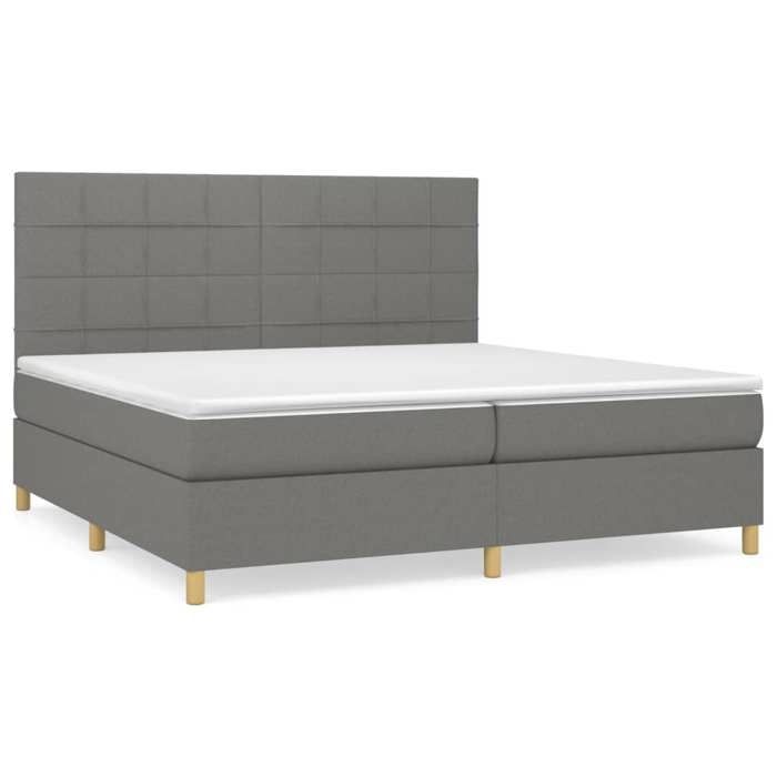 Maison Exclusive - Sommier à lattes de lit avec matelas Gris foncé 200x200cm Tissu