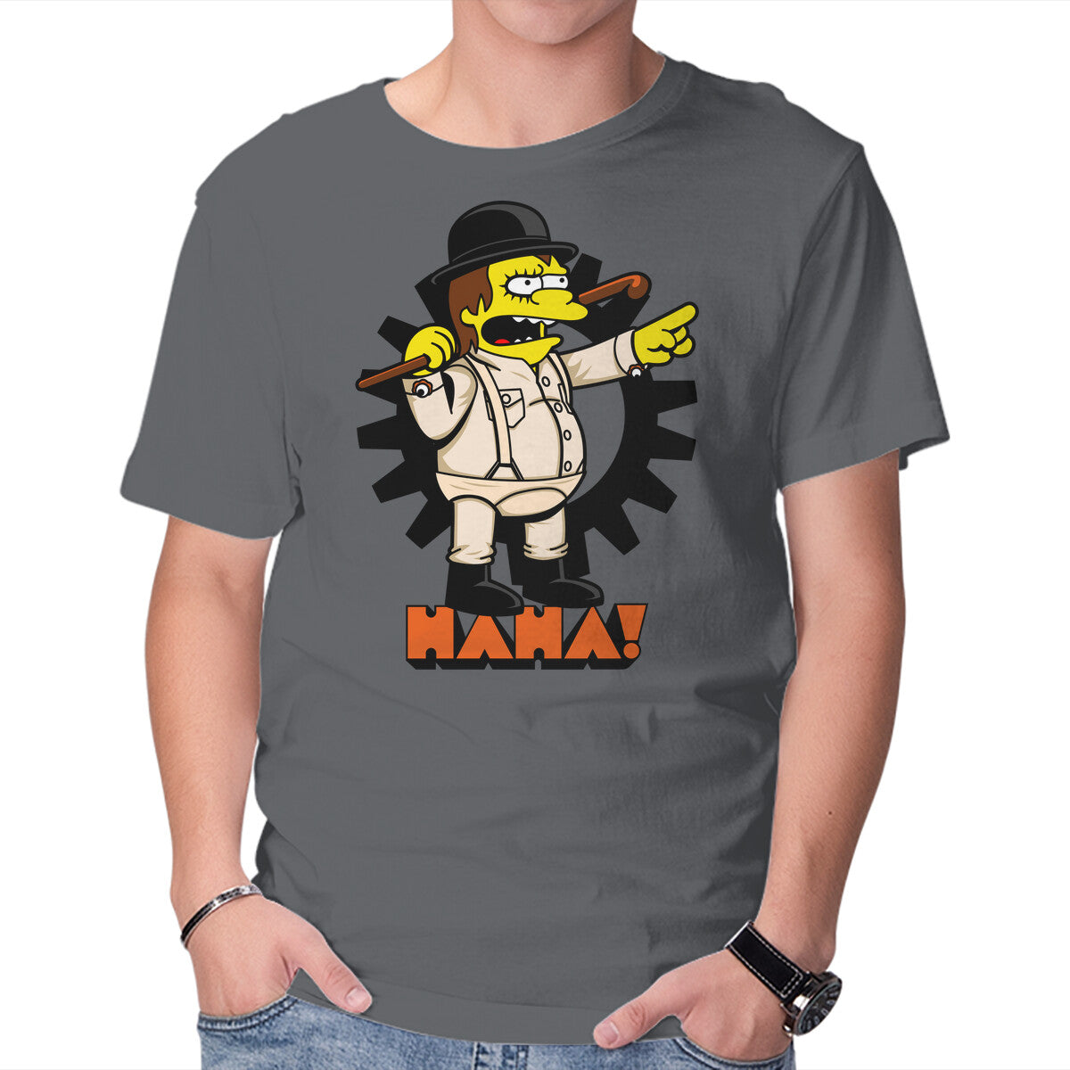 Unisex Crew Neck T-Shirt A Clockwork Bully Graphic Short Sleeve Casual Tee L