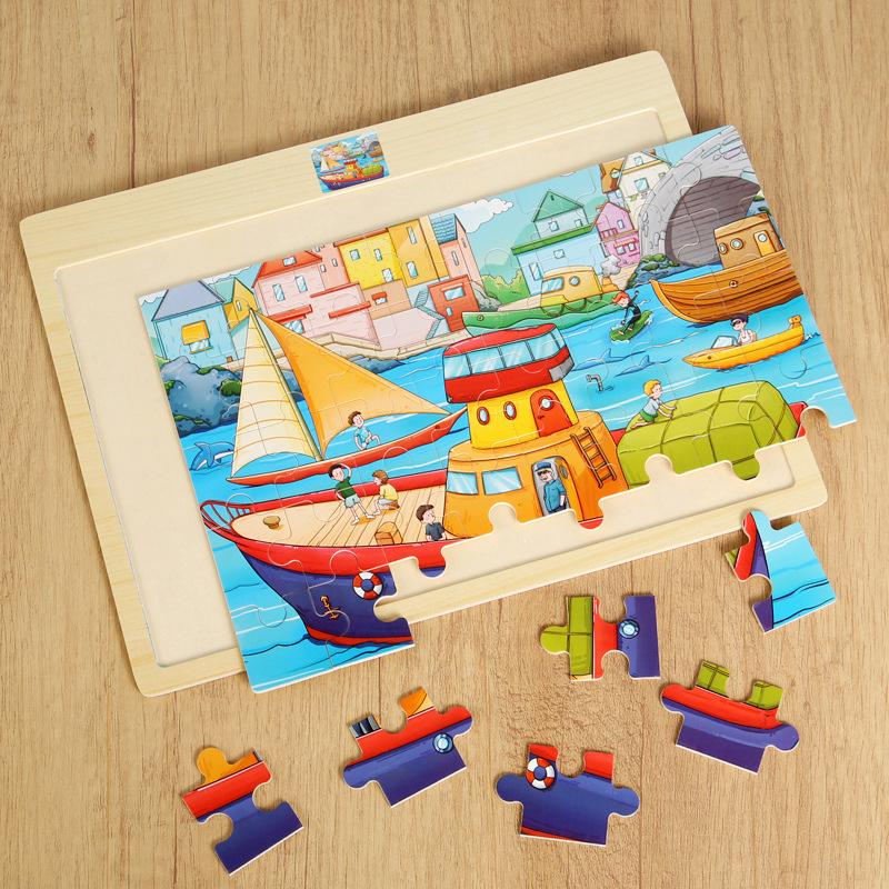 Wooden 40-piece Puzzle for Children, Animals, Dinosaurs, Cartoon Wooden Flat Puzzle for Babies, Early Education Educational Toys