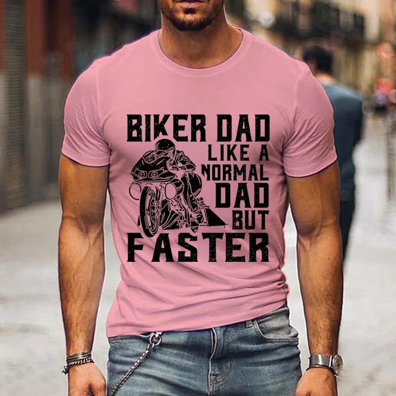 New Biker Dad Print Men's T Shirt Funny Fashion Father Day Gifts Tee Harajuku Letter Graphic T Shirts Men Casual Street T-shirt