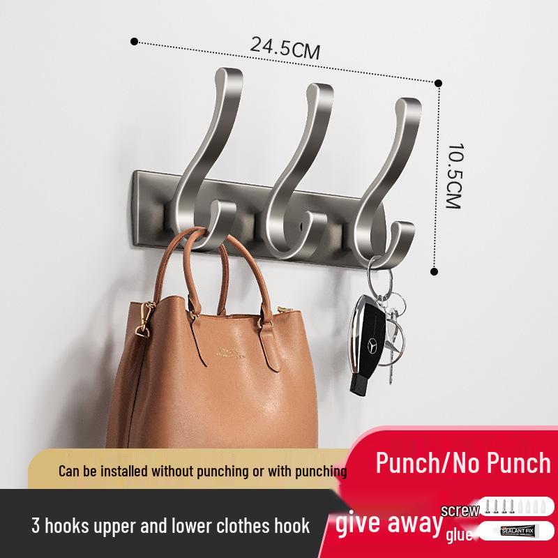 Punch-Free Space Aluminium-Klebehaken für Badezimmer, Küche und zum Aufhängen von Kleidern