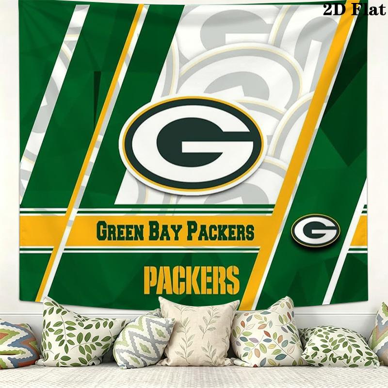 Green Bay Packers Logo Wall Tapestry Aesthetic Wall Hanging Printed Fabric Blanket Decorative Tapestries for Bedroom Living Room Home Decor
