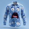 Men's Long Sleeve Shirt 2025 Christmas Men's 3D Cartoon Snowflake Funny Face Shirt Casaul Streetwear Comfort Slim Fit Shirts