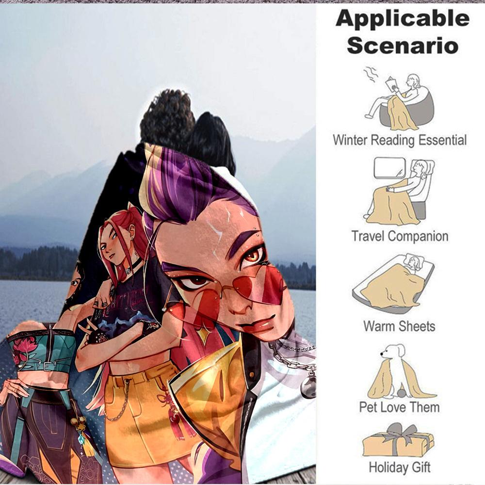 1pc K Pop Demon Hunters Flannel Blanket, Soft Skin Friendly with Digital Printing, Various Sizes Available for Family, Friends, Birthday