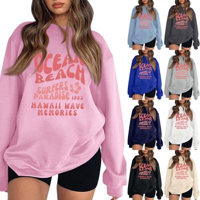 Women's Casual Fashion Printed Long Sleeve O-Neck Pullover Top Blouse