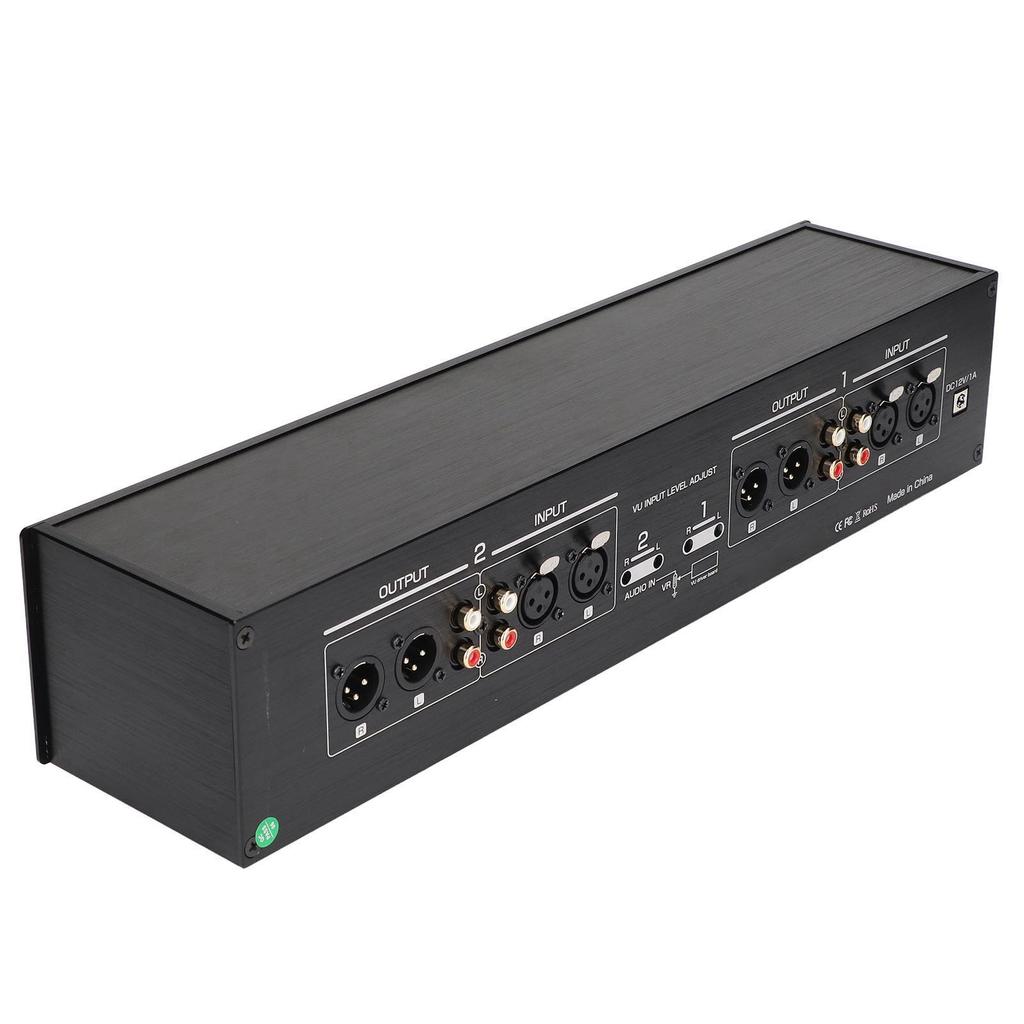 4 Way VU Meter 3 Level Adjustable Gain RCA XLR Switcher Adapter Sound Level Indicator 100?240V UK